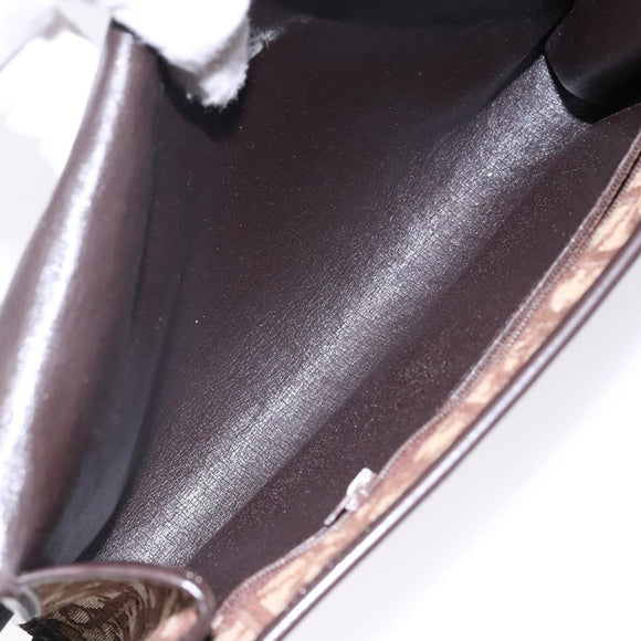 Christian Dior Trotter Canvas Shoulder Bag Brown Gold Auth yk19433