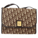 Christian Dior Trotter Canvas Shoulder Bag Brown Gold Auth yk19433-13