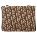 Christian Dior Trotter Canvas Shoulder Bag Brown Gold Auth yk19433-2