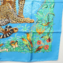 HERMES Carre 90 Scarf ""Jungle Love"" Silk Blue Auth yk19443-10