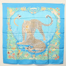 HERMES Carre 90 Scarf ""Jungle Love"" Silk Blue Auth yk19443-13