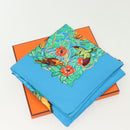HERMES Carre 90 Scarf ""Jungle Love"" Silk Blue Auth yk19443-15