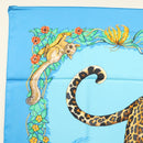 HERMES Carre 90 Scarf ""Jungle Love"" Silk Blue Auth yk19443-2