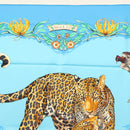 HERMES Carre 90 Scarf ""Jungle Love"" Silk Blue Auth yk19443-3
