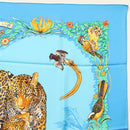 HERMES Carre 90 Scarf ""Jungle Love"" Silk Blue Auth yk19443-4