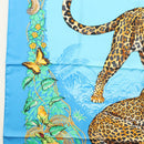 HERMES Carre 90 Scarf ""Jungle Love"" Silk Blue Auth yk19443-5