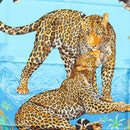 HERMES Carre 90 Scarf ""Jungle Love"" Silk Blue Auth yk19443-6