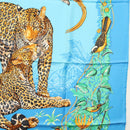 HERMES Carre 90 Scarf ""Jungle Love"" Silk Blue Auth yk19443-7