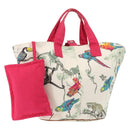 HERMES Animal Pattern Panier Plage PM Tote Bag Canvas White Silver Auth yk19446-1