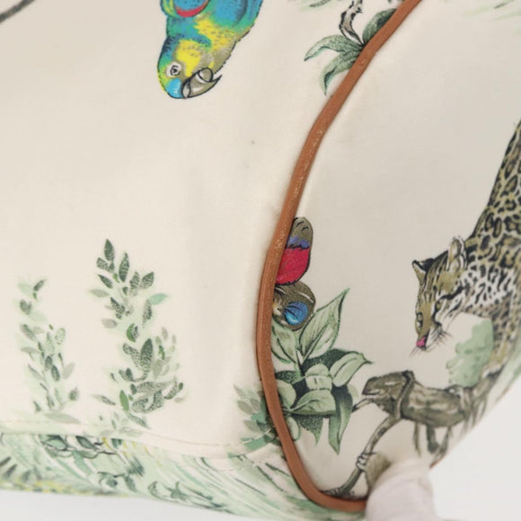 HERMES Animal Pattern Panier Plage PM Tote Bag Canvas White Silver Auth yk19446