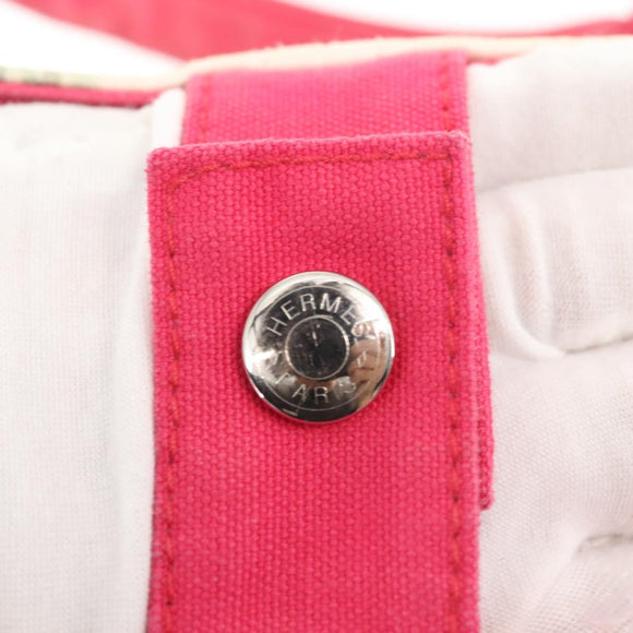 HERMES Animal Pattern Panier Plage PM Tote Bag Canvas White Silver Auth yk19446