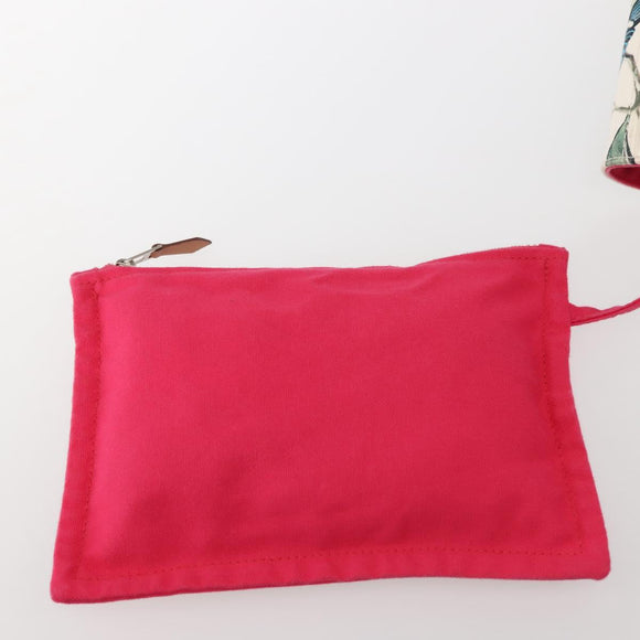 HERMES Animal Pattern Panier Plage PM Tote Bag Canvas White Silver Auth yk19446