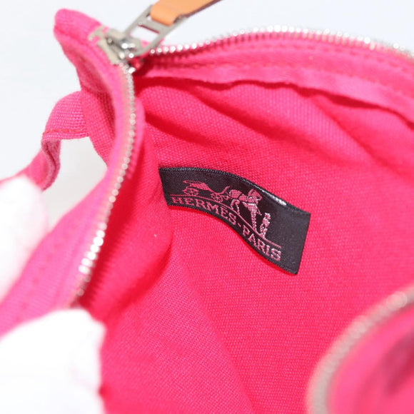 HERMES Animal Pattern Panier Plage PM Tote Bag Canvas White Silver Auth yk19446