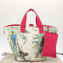 HERMES Animal Pattern Panier Plage PM Tote Bag Canvas White Silver Auth yk19446-25