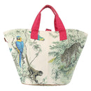 HERMES Animal Pattern Panier Plage PM Tote Bag Canvas White Silver Auth yk19446-3