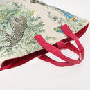 HERMES Animal Pattern Panier Plage PM Tote Bag Canvas White Silver Auth yk19446-6