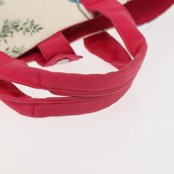 HERMES Animal Pattern Panier Plage PM Tote Bag Canvas White Silver Auth yk19446