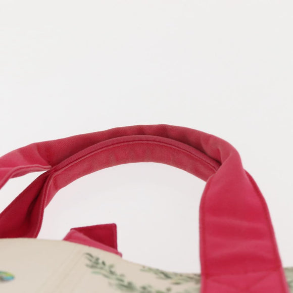 HERMES Animal Pattern Panier Plage PM Tote Bag Canvas White Silver Auth yk19446