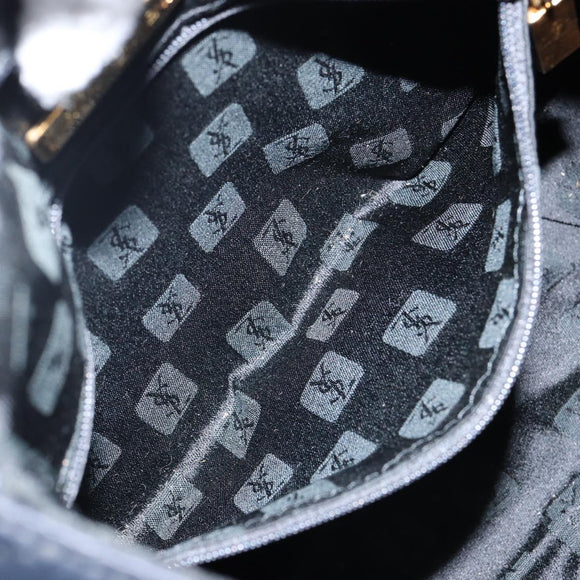 SAINT LAURENT Shoulder Bag Nylon Black Gold Auth yk19451
