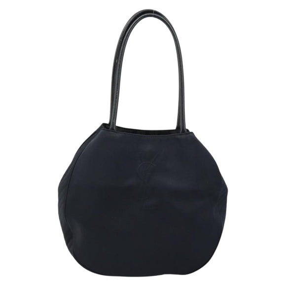 SAINT LAURENT Shoulder Bag Nylon Black Gold Auth yk19451