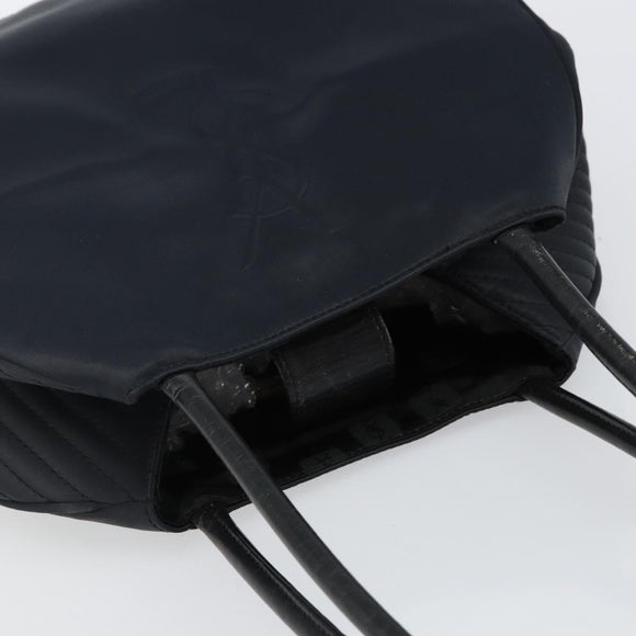 SAINT LAURENT Shoulder Bag Nylon Black Gold Auth yk19451