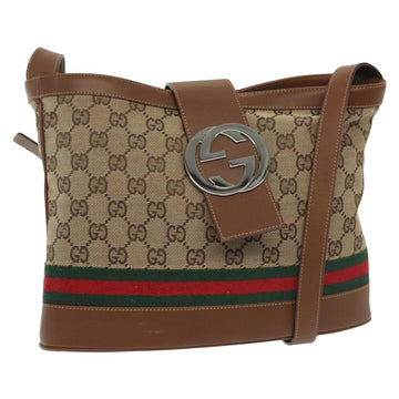 GUCCI GG Canvas Web Sherry Line Shoulder Bag Beige 2058 001 5000 Auth yk19452
