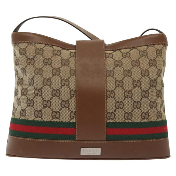 GUCCI GG Canvas Web Sherry Line Shoulder Bag Beige 2058 001 5000 Auth yk19452