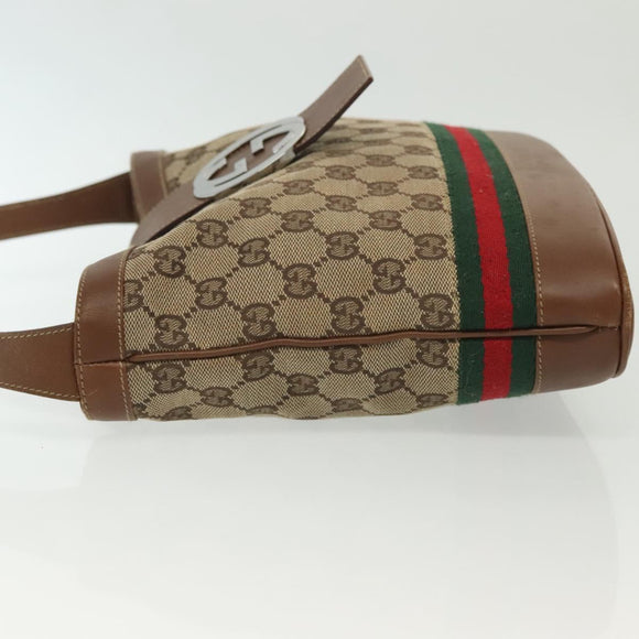 GUCCI GG Canvas Web Sherry Line Shoulder Bag Beige 2058 001 5000 Auth yk19452