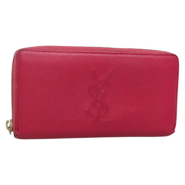 SAINT LAURENT Long Wallet Leather Pink Gold Auth yk19456