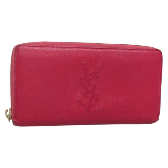 SAINT LAURENT Long Wallet Leather Pink Gold Auth yk19456