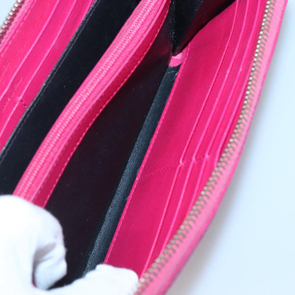 SAINT LAURENT Long Wallet Leather Pink Gold Auth yk19456