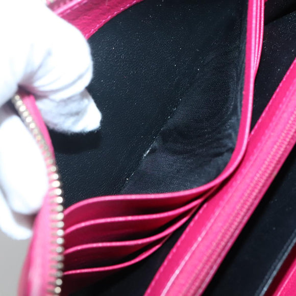 SAINT LAURENT Long Wallet Leather Pink Gold Auth yk19456