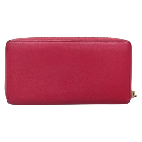 SAINT LAURENT Long Wallet Leather Pink Gold Auth yk19456