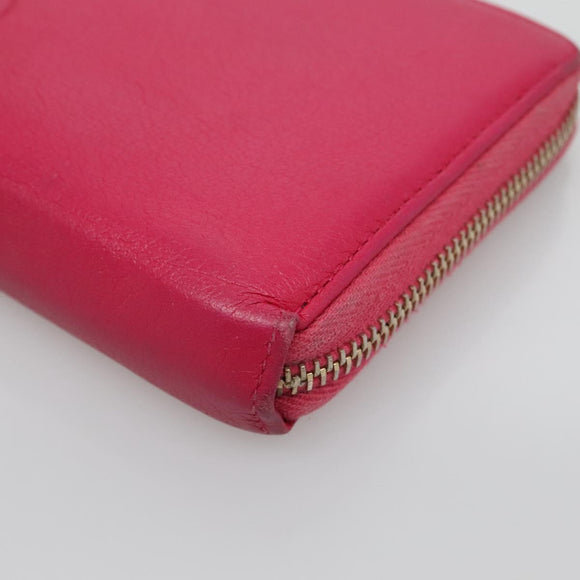 SAINT LAURENT Long Wallet Leather Pink Gold Auth yk19456