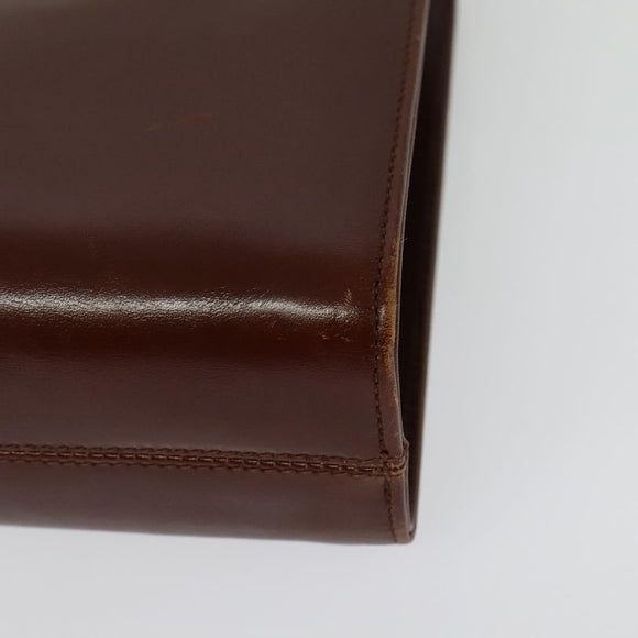 Salvatore Ferragamo Chain Gancini Shoulder Bag Leather Brown Gold Auth yk19457