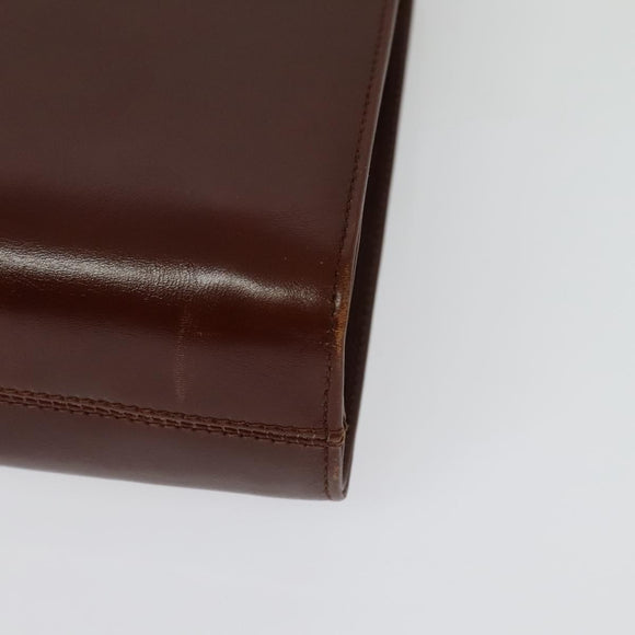 Salvatore Ferragamo Chain Gancini Shoulder Bag Leather Brown Gold Auth yk19457