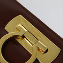 Salvatore Ferragamo Chain Gancini Shoulder Bag Leather Brown Gold Auth yk19457-17