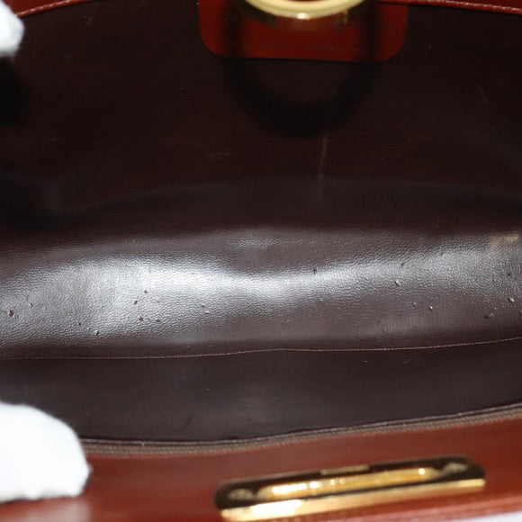 Salvatore Ferragamo Chain Gancini Shoulder Bag Leather Brown Gold Auth yk19457