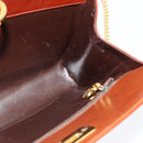 Salvatore Ferragamo Chain Gancini Shoulder Bag Leather Brown Gold Auth yk19457-18