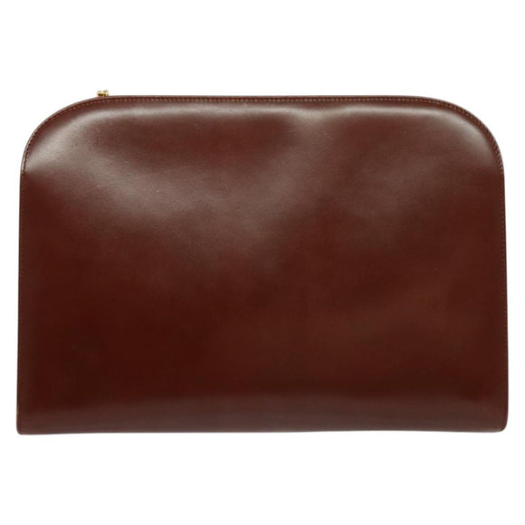 Salvatore Ferragamo Chain Gancini Shoulder Bag Leather Brown Gold Auth yk19457