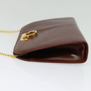 Salvatore Ferragamo Chain Gancini Shoulder Bag Leather Brown Gold Auth yk19457-3