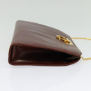 Salvatore Ferragamo Chain Gancini Shoulder Bag Leather Brown Gold Auth yk19457-4