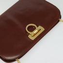 Salvatore Ferragamo Chain Gancini Shoulder Bag Leather Brown Gold Auth yk19457-6