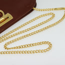 Salvatore Ferragamo Chain Gancini Shoulder Bag Leather Brown Gold Auth yk19457-7