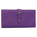 HERMES Bean Soufflé Wallet Shave Purple Auth yk19464V-1