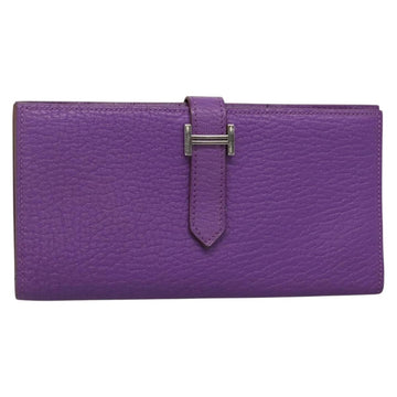 HERMES Bean Soufflé Wallet Shave Purple Auth yk19464V