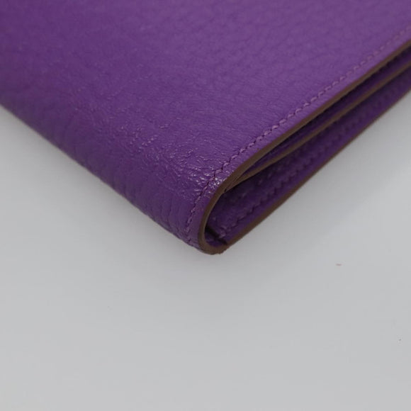 HERMES Bean Soufflé Wallet Shave Purple Auth yk19464V