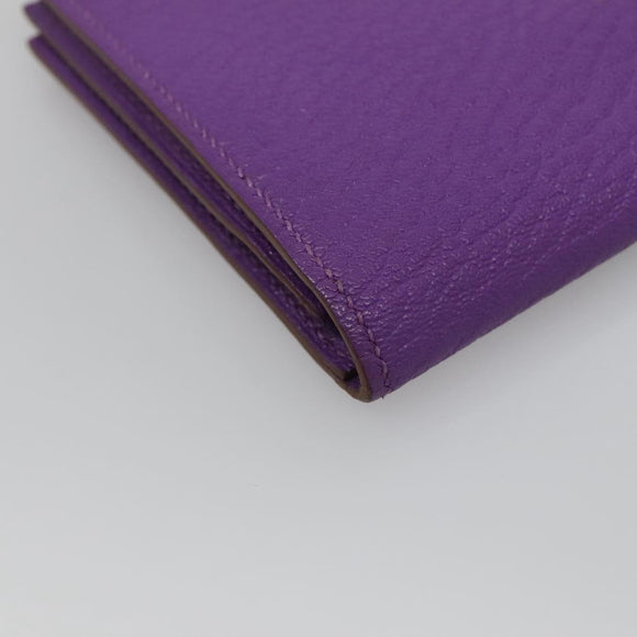 HERMES Bean Soufflé Wallet Shave Purple Auth yk19464V