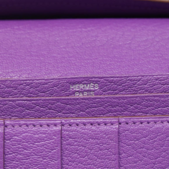 HERMES Bean Soufflé Wallet Shave Purple Auth yk19464V