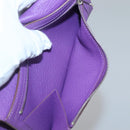 HERMES Bean Soufflé Wallet Shave Purple Auth yk19464V-10